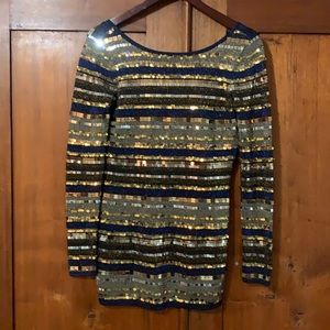 Moda international sequin metallic dress